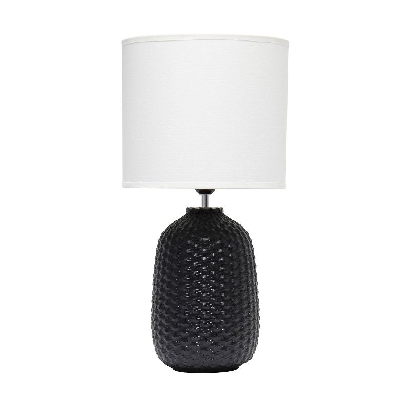 20.4" Traditional Ceramic Purled Texture Bedside Table Desk Lamp with White Fabric Drum Shade - Simple Designs, 1 of 10