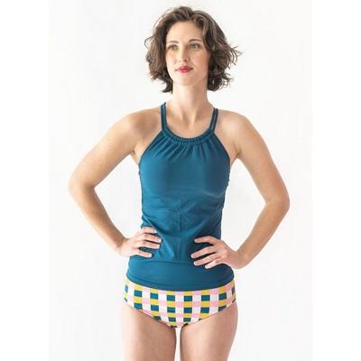 Lime Ricki Women's Indigo Double Cinch Tankini Top