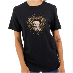 Betty Boop Cheetah Print Heart Womens Graphic T Shirt Tees Brisco Brands - 1 of 4