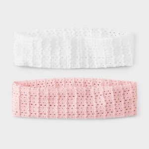 Textured Fabric Headwrap Set 2pc - Wild Fable™ Pink/White: Hair Styling, Fashion, Recycled Polyester, Elastic - 1 of 3