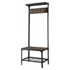 Kings Brand Furniture Joslin Entryway Bench with Storage Rack - Metal Shoe Rack & Coat Rack with Shelf & Hooks - Antique Hallway Bench - Black/Walnut - 3 of 3