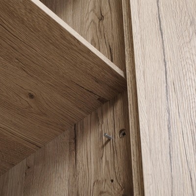 Natural Medium Wood Freestanding Kitchen Pantry Cabinet with Adjustable Shelves