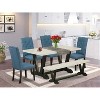 6-Piece Rectangle Natural Oak Finish Solid Wood Top Dining Table with 1-Bench, 4-Chairs with - 2 of 4