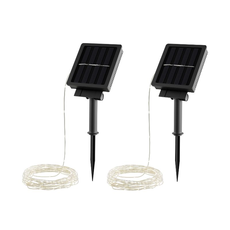 Nature Spring Solar-Powered Outdoor LED String Lights With 8 Modes - Warm White, 2-Pack, 1 of 8