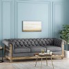 Saragus Chesterfield Tufted 3 Seater Sofa with Nailhead Trim Charcoal/Dark Brown - Christopher Knight Home - 2 of 4
