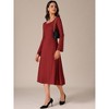 INSPIRE CHIC Women's Knit Midi A-Line Drawstring Back Square Neck Long Sleeve Dresses - 3 of 4