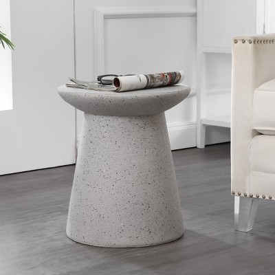 Hollie 18" Gray Terrazzo Minimalist Drum Accent Table