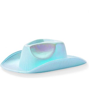 Zodaca Light Blue Holographic Metallic Space Cowboy Hat Party Favors Halloween Costume - 1 of 4