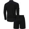 Men's 2 Pieces Cotton Linen Set Casual Long Sleeve Henley Shirts and Shorts Summer Beach Yoga Matching Outfits - 2 of 4