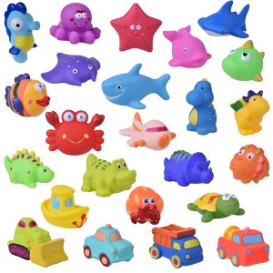 Fun Little Toys Tubbi Bubbi 24Pcs Squirting Sea Animals & Cars Bath Toys, Water Play for Toddlers, Birthday & Xmas Gifts for Boys & Girls - 1 of 4