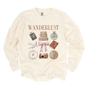 Simply Sage Market Wanderlust Travel Collage Garment Dyed Long Sleeve - 1 of 4