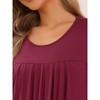 cheibear Women's Pleated Front Short Sleeve Nightgowns House Dress Nightshirt - 4 of 4