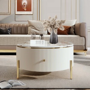 NicBex Modern Round Coffee Table with 2 Large Storage Drawers for Living Room - 1 of 4