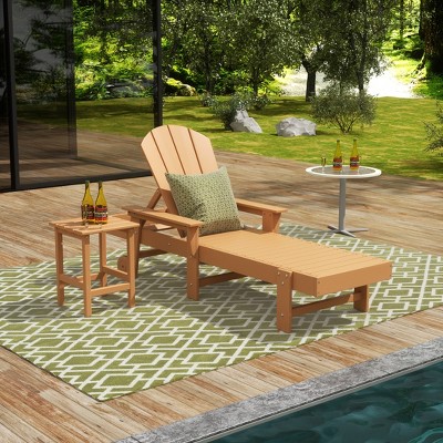 WestinTrends Malibu 2 Piece Adirondack Poly Reclining Chaise Lounge With Arms & Wheels
