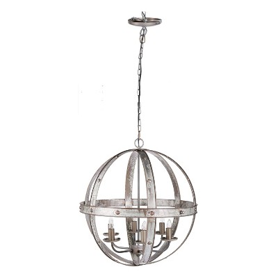 6-Light Ordway Iron Sphere Chandelier Ceiling Light Antique Silver - A&B Home: Vintage Style, UL Listed, No Assembly Required