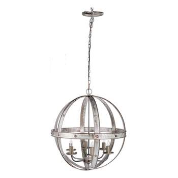 6-Light Ordway Iron Sphere Chandelier Ceiling Light Antique Silver - A&B Home