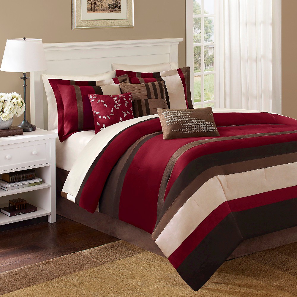 UPC 675716278458 product image for Uptown Stripe Comforter Set (California King) Red - 7pc | upcitemdb.com