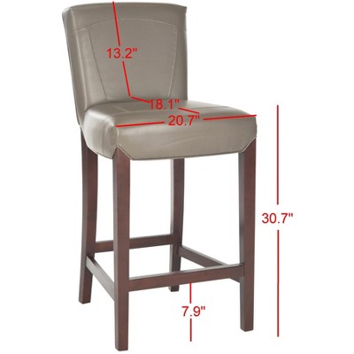 Clay Gray Leather and Wood Transitional Bar Stool