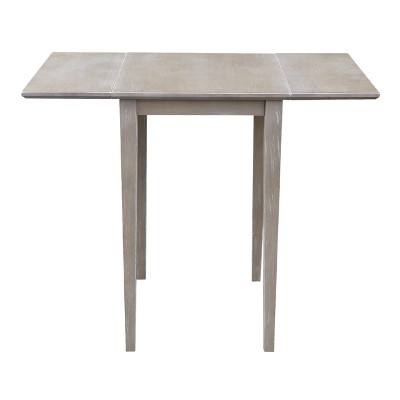 Elegant Washed Gray Taupe Solid Wood Extendable Dropleaf Dining Table