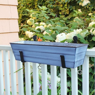 Nantucket Blue Galvanized Steel Rectangular Planter Box with Brackets