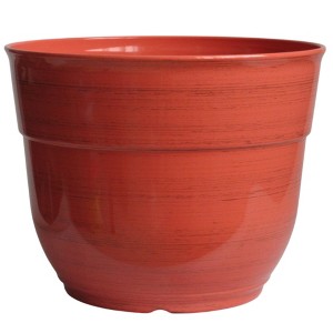 Garden Elements Indoor/Outdoor Glazed Brushed Happy Plastic Planter, Large, 15in - 1 of 2