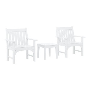 WestinTrends Malibu Outdoor Patio 3-Piece HDPE Adirondack Garden Chairs with Square Adirondack Side Table Set - 1 of 4