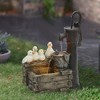 LuxenHome Farmhouse Crate and Baby Ducks Resin Outdoor Fountain with Lights Brown - 2 of 4