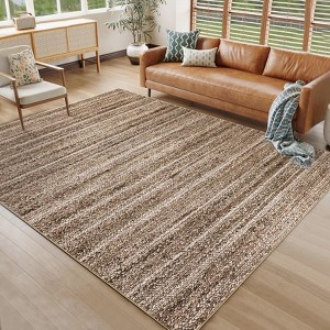 Coucheta Washable Braid Print Area Rug, Stain Resistant, Low Pile & Non-Slip Carpet for Living & Dining Room, Office & Bedroom, Multiple Sizes&Colors - 1 of 4