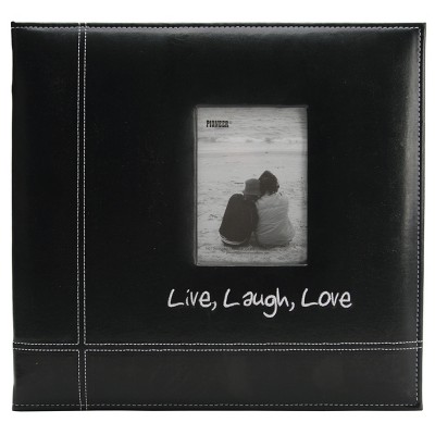 Pioneer Embroidered Leatherette Post Bound Album 12"X12"-Live, Laugh & Love - Black