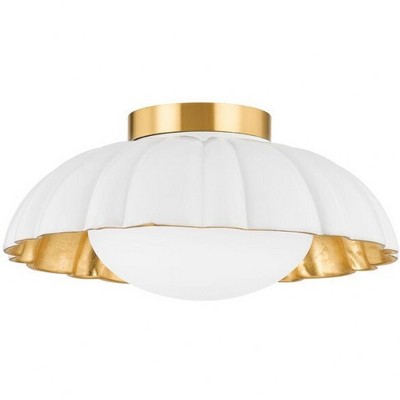 Mitzi Penelope 1 - Light Flush Mount in  Aged Brass Opal Glossy Shade