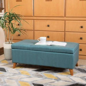 CAVINAS Modern Pull-Open Top Ottoman Bench with Wooden Legs,Rectangular Storage Ottoman for Living Room - 1 of 4