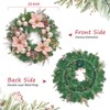 22 Inch Christmas Wreath for Front Door, Large Outdoor Christmas Wreath with Ball Ornaments Pine Cones for Fireplace Window Wall Decor - 4 of 4