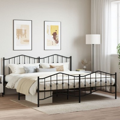vidaXL Metal Bed Frame with Headboard and FootboardBlack 76 in.x79.9 in. King