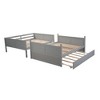 NicBex Full over Full Bunk Bed Convertible Pine Frame Triple Bed Frame with Scroll Wheels, Guardrails and Ladder, No Box Spring Required - 3 of 4