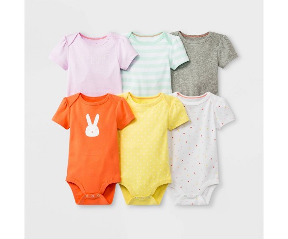 Baby Girls' 6pk Short Sleeve Bodysuit Sets - Cloud Island&#153; Newborn