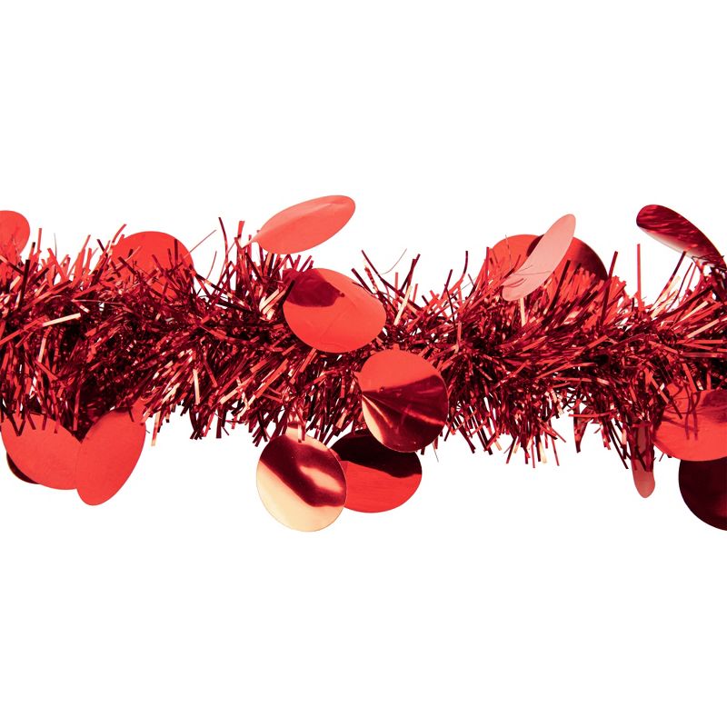 Northlight 50' x 2.5" Unlit Shiny Red Tinsel with Polka Dots Christmas Garland, 6 of 7