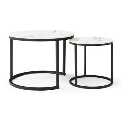 Maliang Set of 2 Coffee Table, Nesting Side Round End Table for Living Room