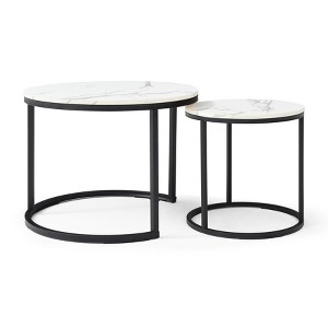 Maliang Set of 2 Coffee Table, Nesting Side Round End Table for Living Room - 1 of 4