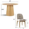 5pcs Dining Set for 4, 42'' Solid Wood Oak Table with 4 Linen Fabric Solid Wood Legs Dining Chairs, Dining Room Furniture - Maison Boucle - 4 of 4