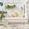 VisioGear Patio Swing Bed Modern Porch Swing Hanging Bed Frame with Hemp Ropes and Single Arm for Garden, Backyard, White, 80"*40.9"*23.7" - 4 of 4