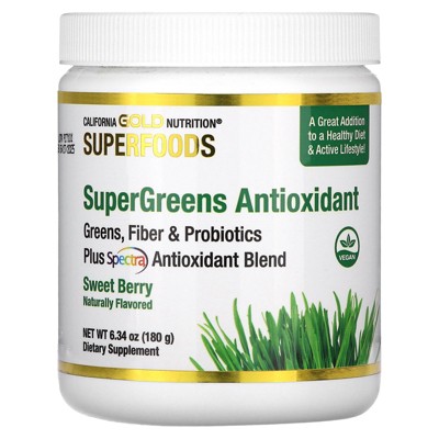 California Gold Nutrition Superfoods, Supergreens Antioxidant with Vitamin A, Vitamin K and Calcium, Sweet Berry, 6.34 oz (180 g)