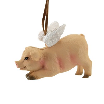 Holiday Ornament 2.5 Inch Flying Pig Tree Ornament , Christmas Wings (1PC)