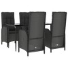 vidaXL 5 Piece Patio Dining Set with Cushions Black and Gray Poly Rattan - 55.1" Table Length 4x Chair + Table - 3 of 4