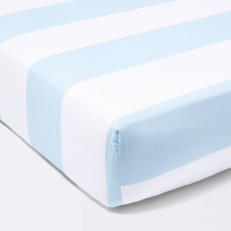 Fitted Crib Sheet Rugby Stripe - Blue/White - Cloud Island&#8482;, 1 of 6
