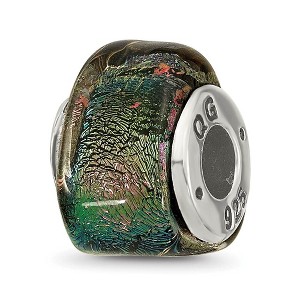 Black Bow Jewelry Dichroic Glass and Sterling Silver Triangle Rainbow Bead Charm, 13mm - 1 of 4