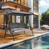 Pamapic 3-Person Metal Patio Swing with Canopy and Cushions - 2 of 4