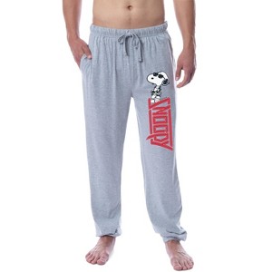 Peanuts Men's Joe Cool Rocker Character Logo Sleep Jogger Pajama Pants Grey - 1 of 3