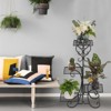 Slickblue Exquisite Carved Metal Plant Stand, Holds 3-4 Pots, Decorative, Black, 19.7x32in - 4 of 4