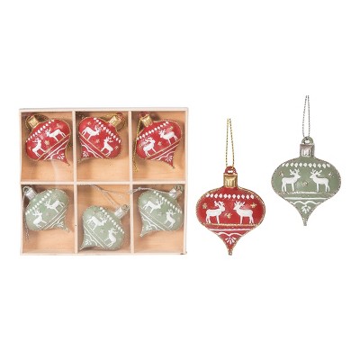 C&F Home Red/Green Ornament, Set of 6