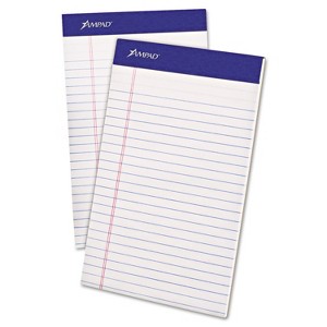 Ampad Perforated Writing Pad Narrow 5 x 8 White 50 Sheets Dozen 20304 - 1 of 4